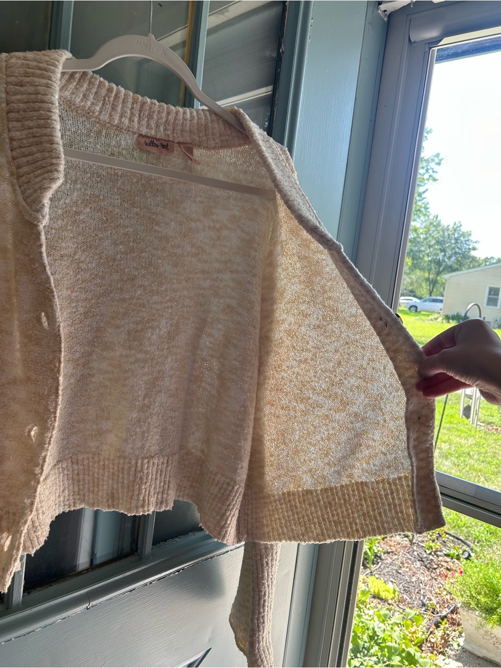 Willow & Root Buckle BKE Marled Knit Oversized Cardigan Sweater Cream Off White - Picture 6 of 9
